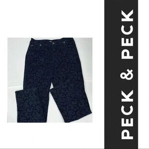 Peck and Peck Brand Stamped velveteen pants Navy and Black